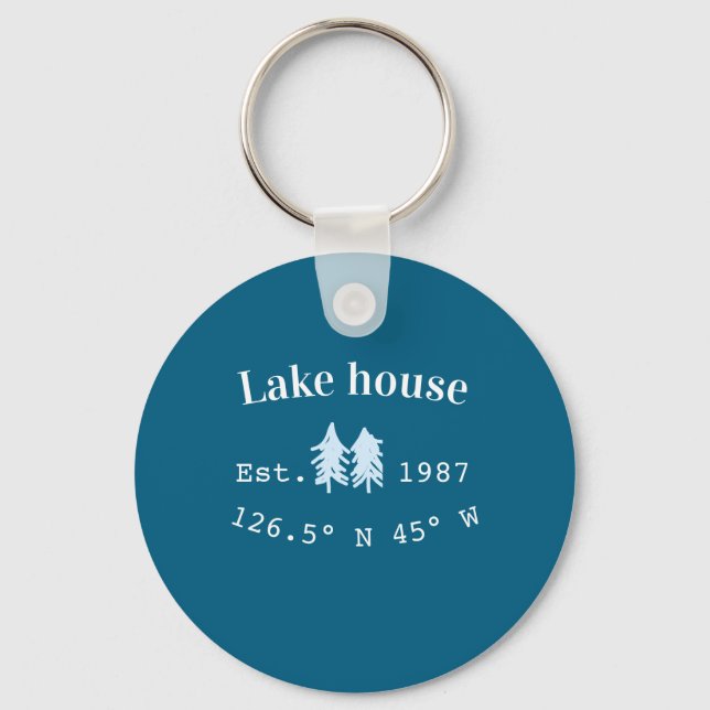 Lake house ets. Date year custom coordinates add n Key Ring (Front)