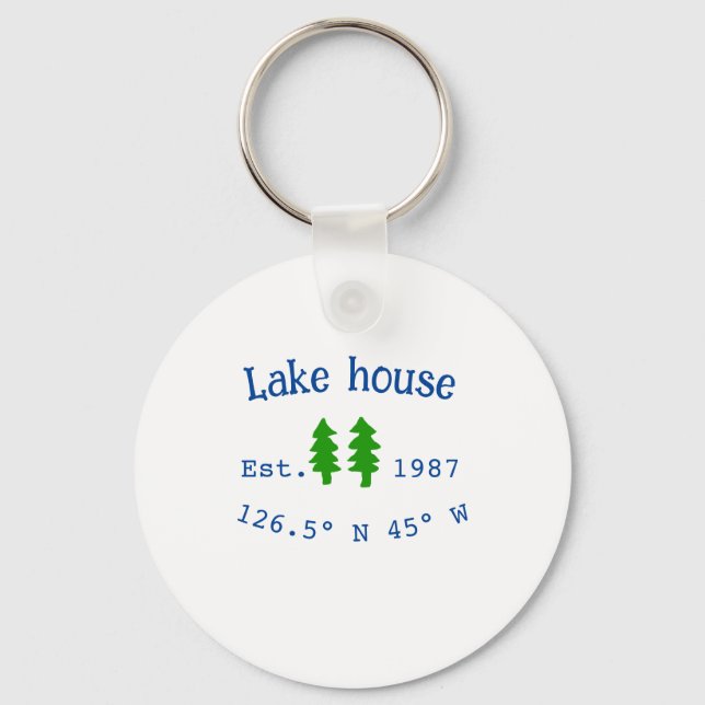 Lake house ets. Date year custom coordinates add n Key Ring (Front)