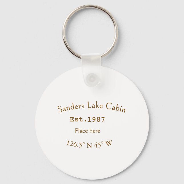 Lake house ets. Date year custom coordinates add n Key Ring (Front)