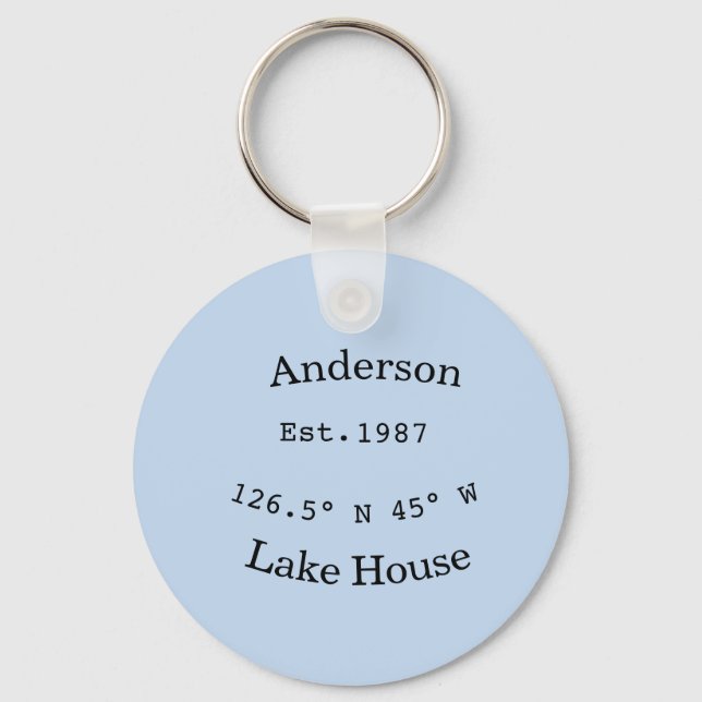 Lake house ets. Date year custom coordinates add n Key Ring (Front)