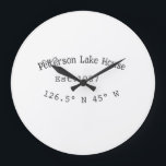 Lake house ets. Date year custom coordinates add n Large Clock<br><div class="desc">Design</div>