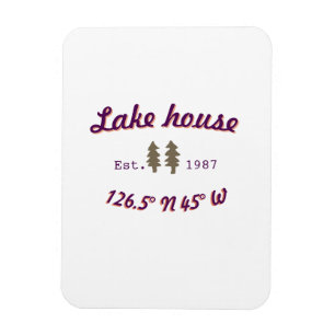 Lake house ets. Date year custom coordinates add n Magnet