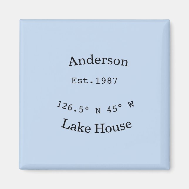 Lake house ets. Date year custom coordinates add n Magnet (Front)