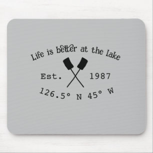Lake house ets. Date year custom coordinates add n Mouse Pad