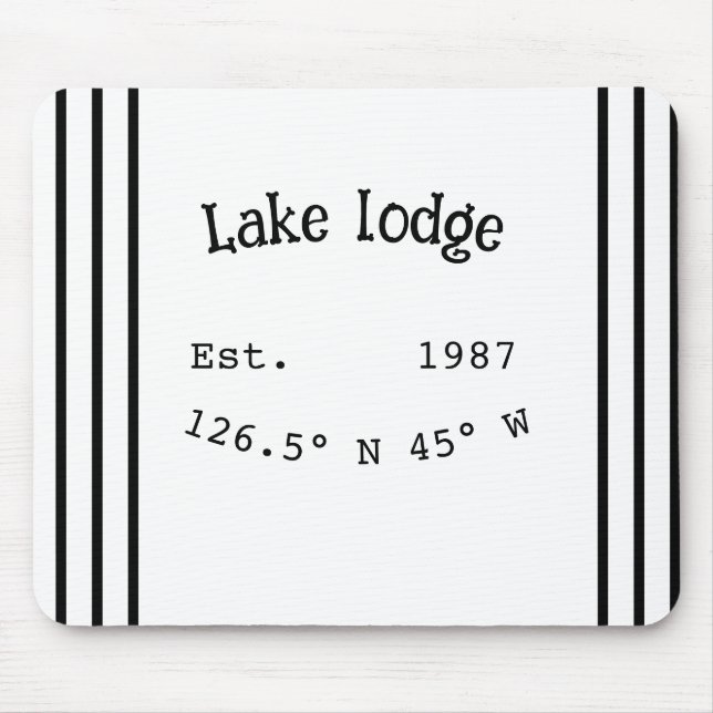 Lake house ets. Date year custom coordinates add n Mouse Pad (Front)