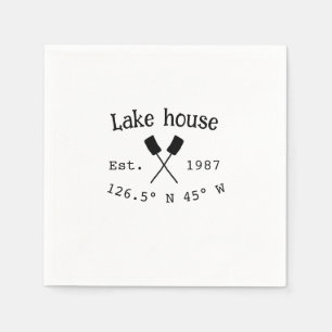 Lake house ets. Date year custom coordinates add n Napkin