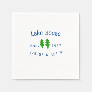 Lake house ets. Date year custom coordinates add n Napkin