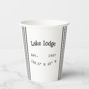 Lake house ets. Date year custom coordinates add n Paper Cups