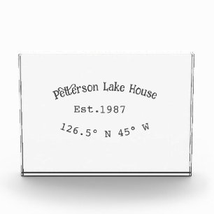 Lake house ets. Date year custom coordinates add n Photo Block