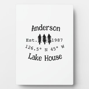 Lake house ets. Date year custom coordinates add n Plaque