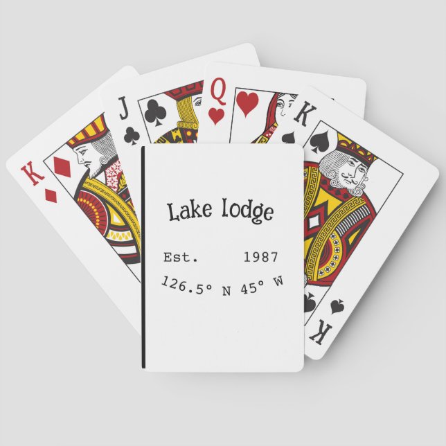Lake house ets. Date year custom coordinates add n Playing Cards (Back)