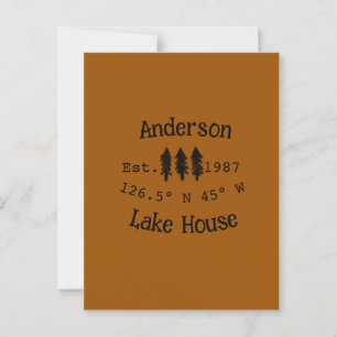 Lake house ets. Date year custom coordinates add n Postcard