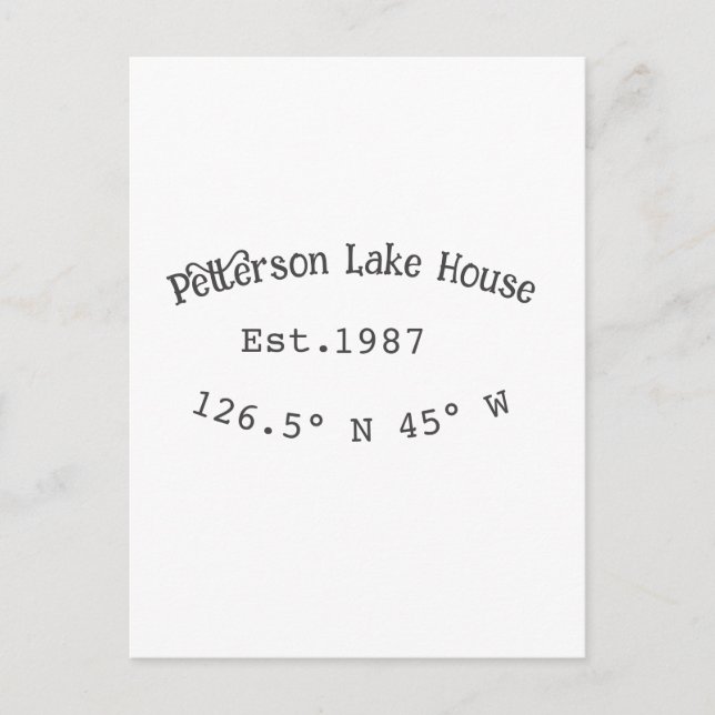 Lake house ets. Date year custom coordinates add n Postcard (Front)