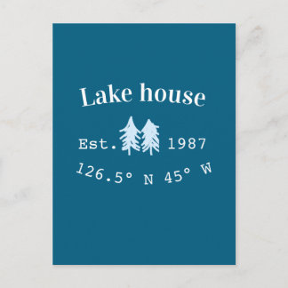 Lake house ets. Date year custom coordinates add n Postcard