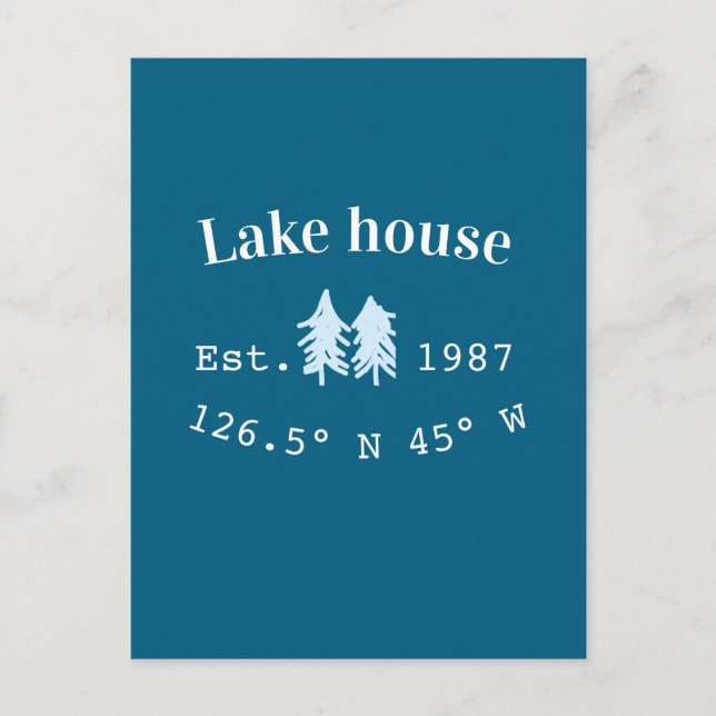 Lake house ets. Date year custom coordinates add n Postcard (Front)