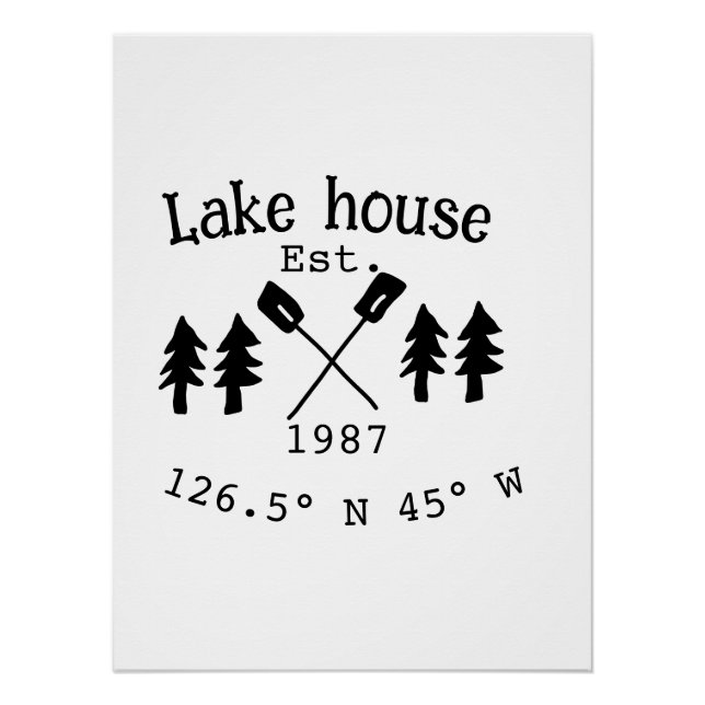 Lake house ets. Date year custom coordinates add n Poster (Front)
