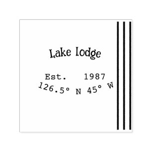 Lake house ets. Date year custom coordinates add n Self-inking Stamp