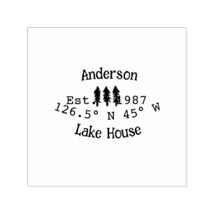 Lake house ets. Date year custom coordinates add n Self-inking Stamp