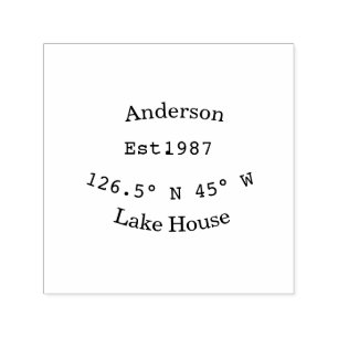 Lake house ets. Date year custom coordinates add n Self-inking Stamp