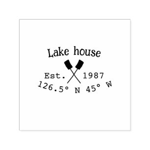Lake house ets. Date year custom coordinates add n Self-inking Stamp