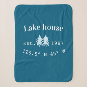 Lake house ets. Date year custom coordinates add n Sherpa Blanket