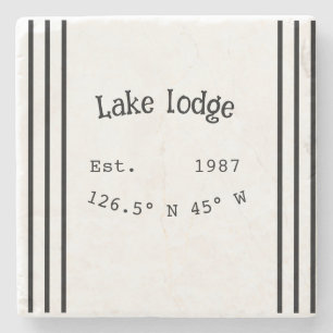 Lake house ets. Date year custom coordinates add n Stone Coaster