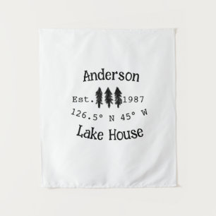 Lake house ets. Date year custom coordinates add n Tapestry