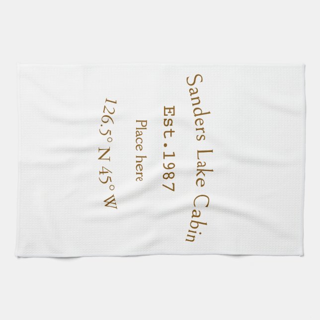 Lake house ets. Date year custom coordinates add n Tea Towel (Horizontal)