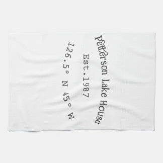 Lake house ets. Date year custom coordinates add n Tea Towel