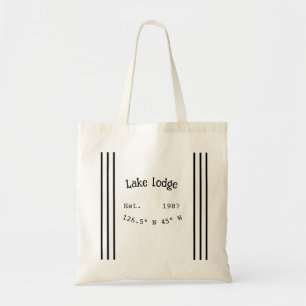 Lake house ets. Date year custom coordinates add n Tote Bag