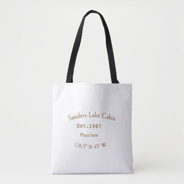 Lake house ets. Date year custom coordinates add n Tote Bag (Front)