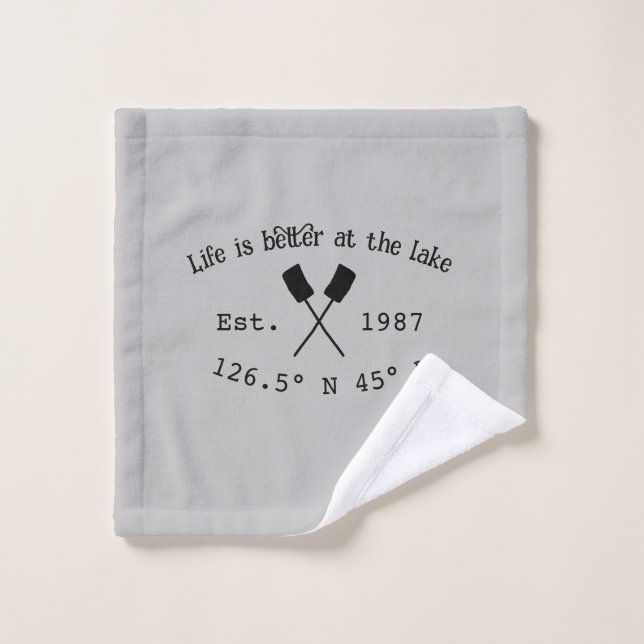 Lake house ets. Date year custom coordinates add n Wash Cloth (Wash Cloth)