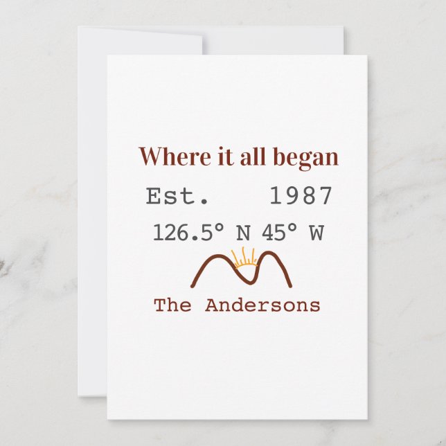 Lake house ets. Date year custom coordinates brown Invitation (Front)