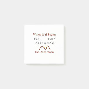Lake house ets. Date year custom coordinates brown Post-it Notes