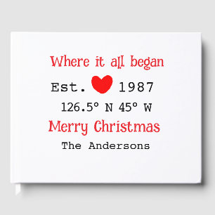 Lake house ets. Date year custom coordinates red Guest Book