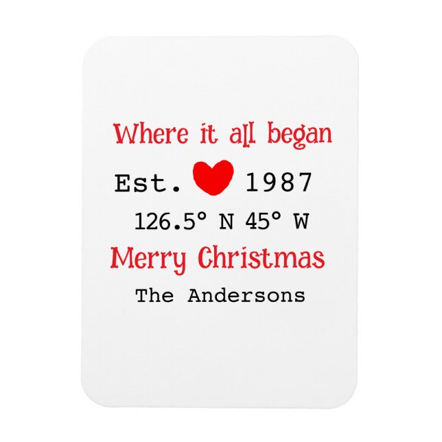 Lake house ets. Date year custom coordinates red Magnet (Vertical)