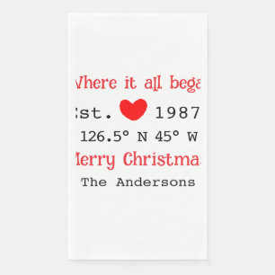 Lake house ets. Date year custom coordinates red Napkin