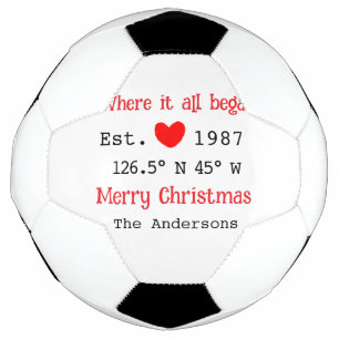 Lake house ets. Date year custom coordinates red Soccer Ball
