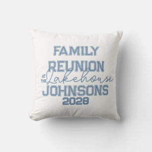 Lake house family reunion minimal blue and white cushion