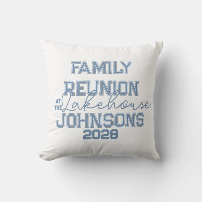Lake house family reunion minimal blue and white  cushion (Front)