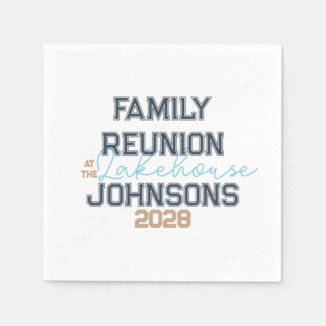 Lake house family reunion retro typography  napkin (Front)