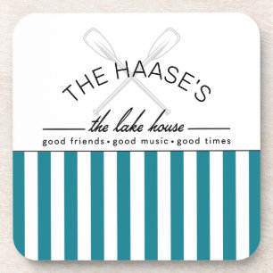 Lake House Good Friends Music Times Blue Stripe Coaster