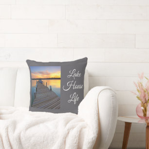 Lake House Life Sunset, Calm Coastal Gift Cushion