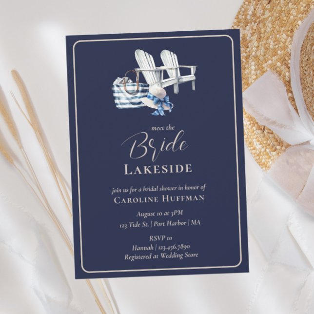 Lake House Nautical Navy Bridal Shower Invitation (Creator Uploaded)