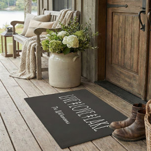 Lake House Quote Pine Tree Personalized Dark Brown Doormat