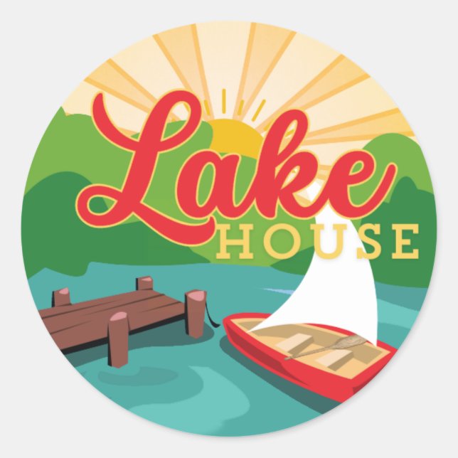 Lake House Round Stickers (Front)