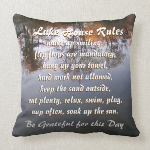 Lake House Rules Cushion