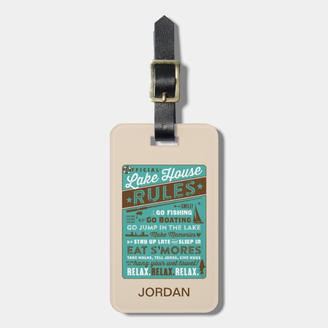 Lake House Rules Luggage Tag (Front Vertical)
