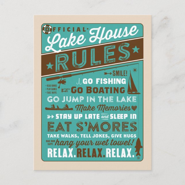 Lake House Rules Postcard (Front)
