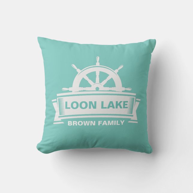 Lake House Vacation Family Name Cushion (Front)